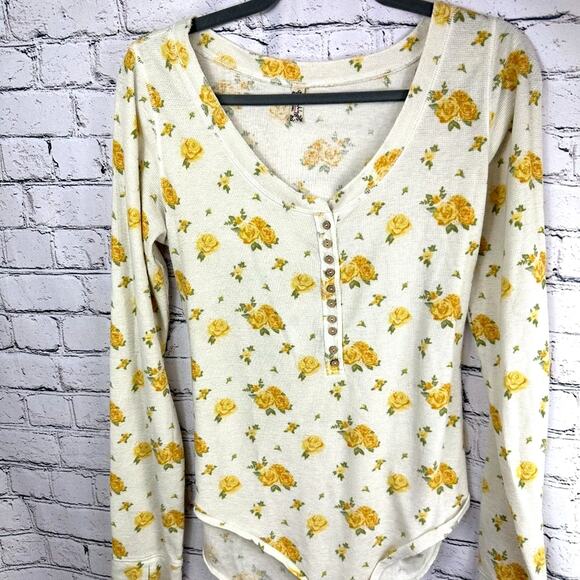 Free People Dylan Thermal Floral Bodysuit - Sunny Weather - XL - Picture 9 of 14